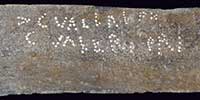 Original Pompeii Gladius detail showing soldiers name marked on blade from the Guttmann Pompeii